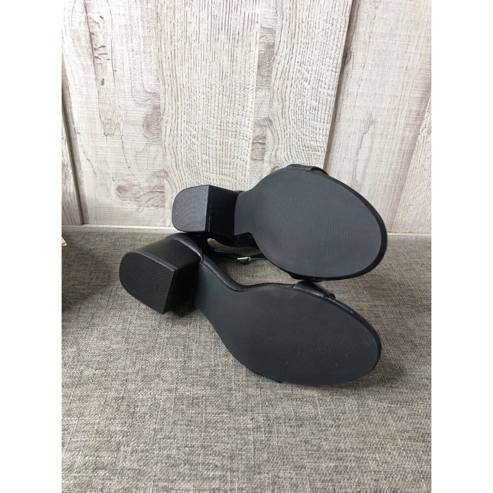 Womens Essentials Shoes Size 8.5 Black Heels Dress Sandals Open Toe Summer - Picture 6 of 8
